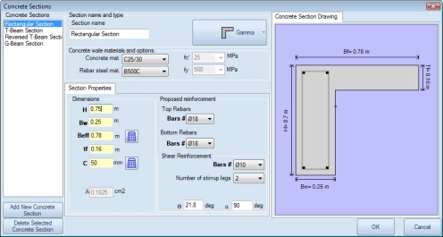 Beam section properties