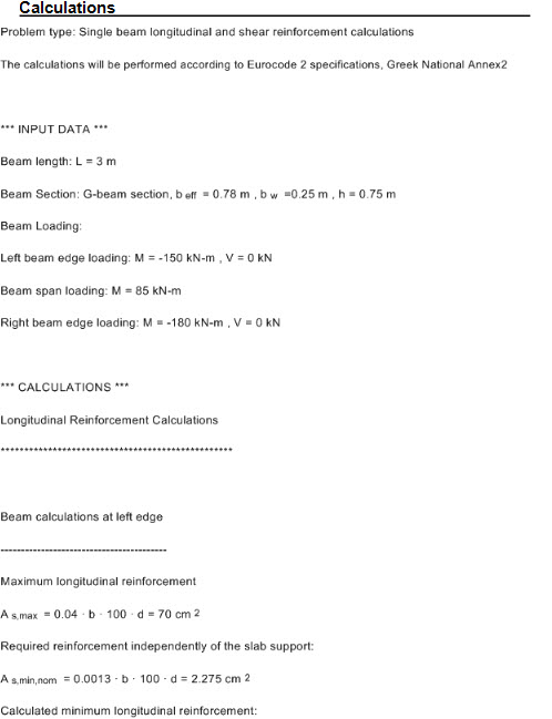 Calculation procedure - equations