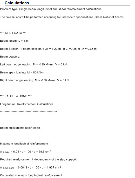 Calculation procedure - equations