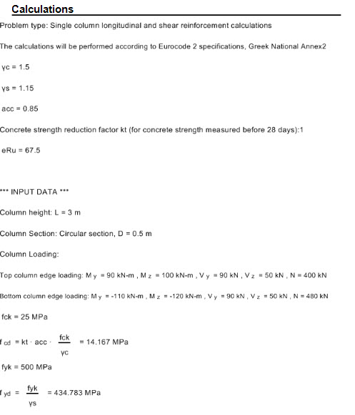 Calculation procedure - equations