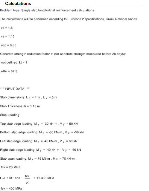 Calculation procedure - equations