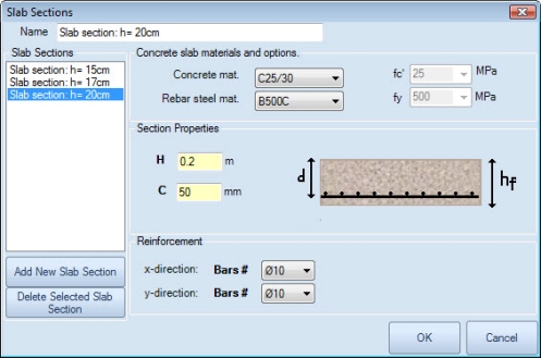 Slab section properties